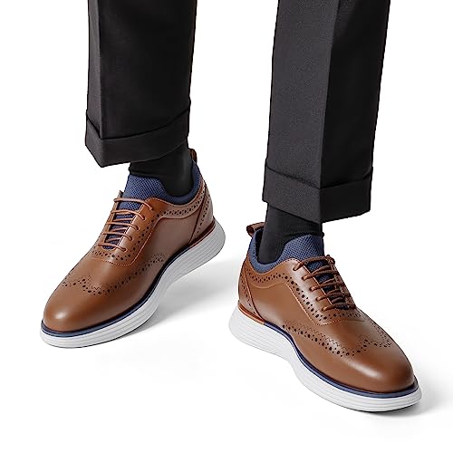 Bruno Marc Men's Wingtip Brogue Dress Sneakers, Brown