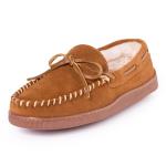 Minnetonka Men's Hardsole Pile Lined Slipper, Brown, Size 10