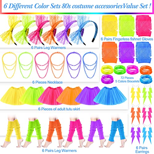80s Costume Accessories Set for Halloween Women Neon Party