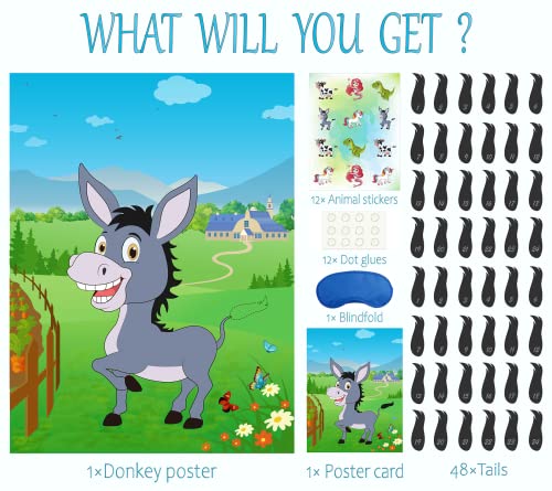 Pin the Tail on the Donkey Game, 48 Tails
