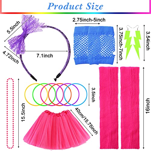 80s Costume Accessories Set for Halloween Women Neon Party