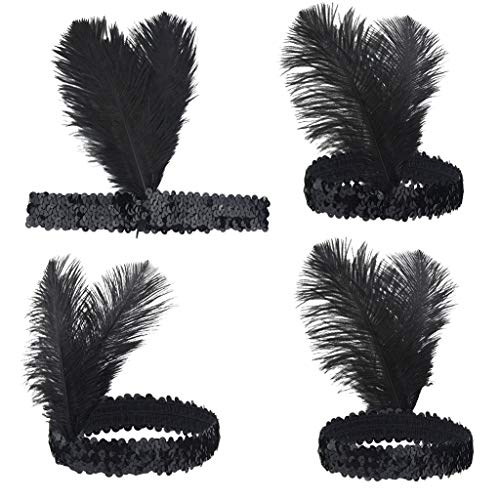 Vintage Great Gatsby Flapper Headband for Women (Black)