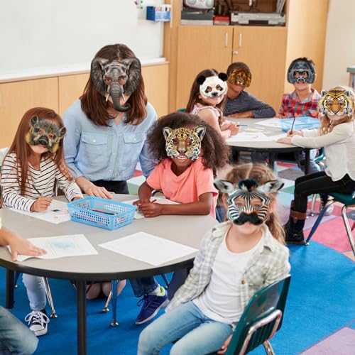 16 Jungle Animal Kids Party Face Masks Set