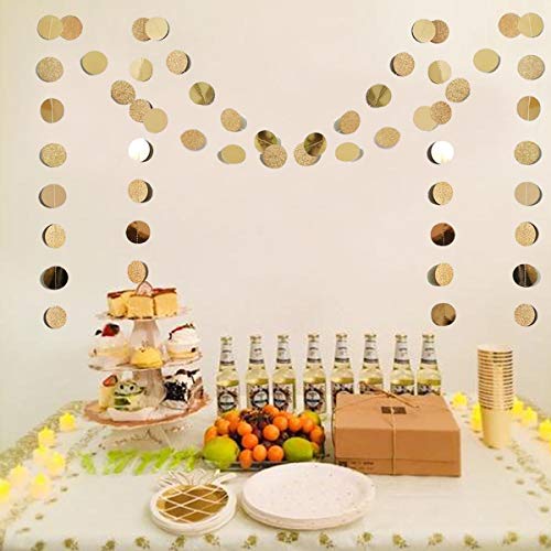 Glitter Champagne Gold Circle Dots Garland Party Decorations