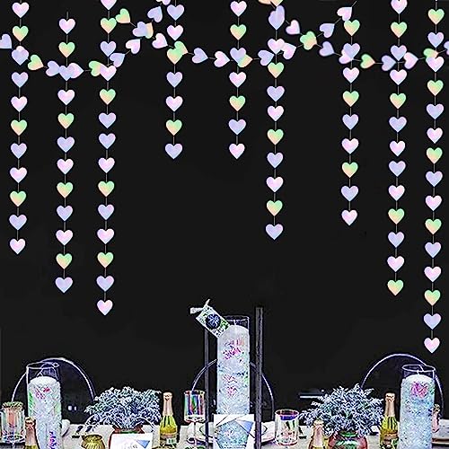 52ft Iridescent Disco Heart Garland, Party Decorations Set