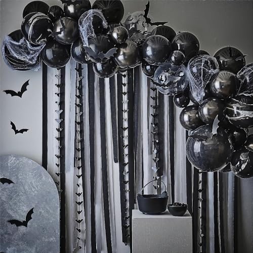 Jet Black Crepe Paper Streamer - 81ft, 1 Piece