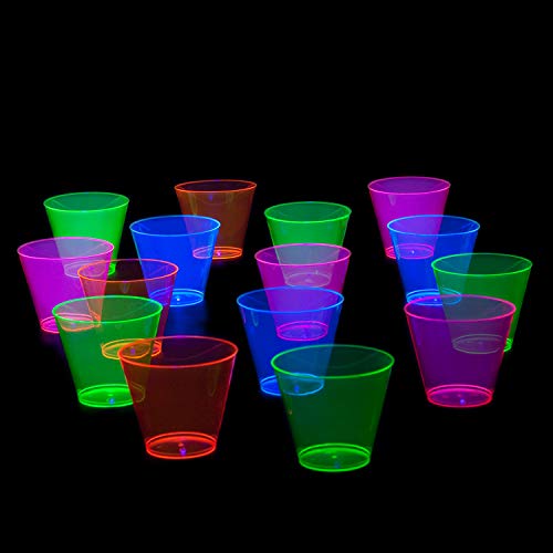 Assorted Neon Plastic Cups, 100-Count for Party Essentials