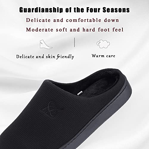 All Black Memory Foam Slippers for Women/Men 7-8