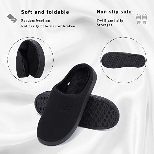 All Black Memory Foam Slippers for Women/Men 7-8