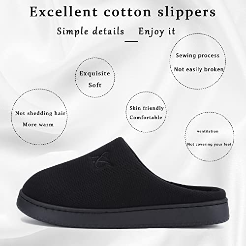 All Black Memory Foam Slippers for Women/Men 7-8