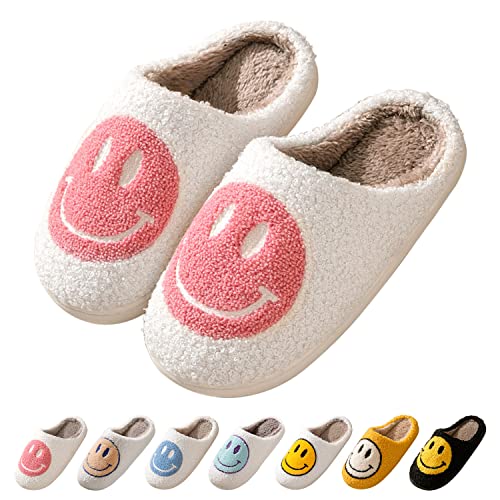 Women's Retro Smiley Face Soft Plush Slippers