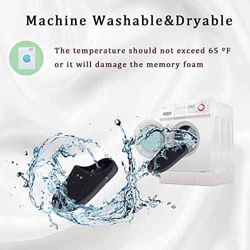 All Black Memory Foam Slippers for Women/Men 7-8