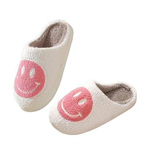 Women's Retro Smiley Face Soft Plush Slippers