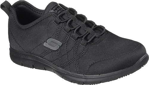 Skechers Women's Ghenter Slip-Resistant Work Shoe, Black, 9.5