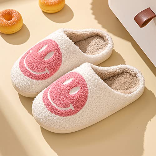 Women's Retro Smiley Face Soft Plush Slippers