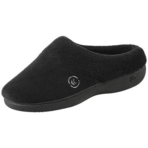 Black Isotoner Terry Hoodback Clog Slippers Size 7.5-8