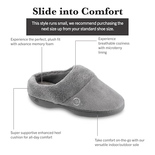 Black Isotoner Terry Hoodback Clog Slippers Size 7.5-8