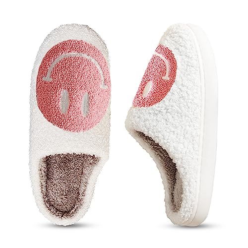 Women's Retro Smiley Face Soft Plush Slippers