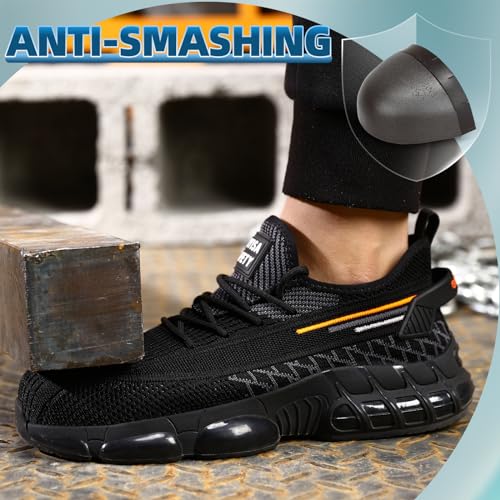 Lightweight Steel Toe Sneakers for Women, Black Size 11