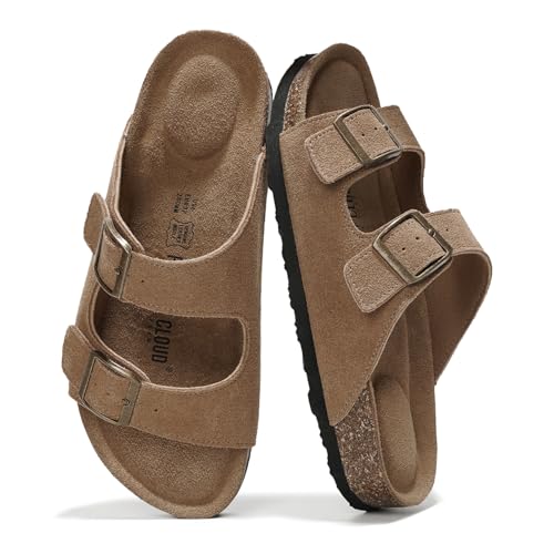 Cloud Leather Flat Sandals for Women - Chestnut