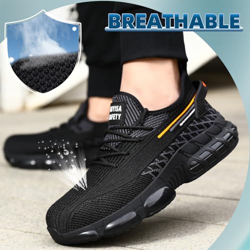 Lightweight Steel Toe Sneakers for Women, Black Size 11
