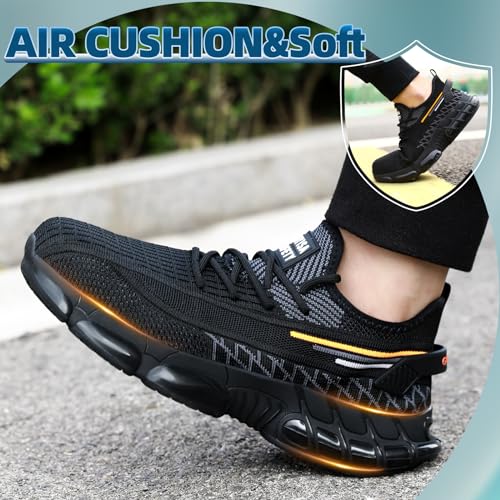 Lightweight Steel Toe Sneakers for Women, Black Size 11