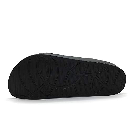 FUNKYMONKEY Women's Double Buckle Comfort Flat Sandals Black