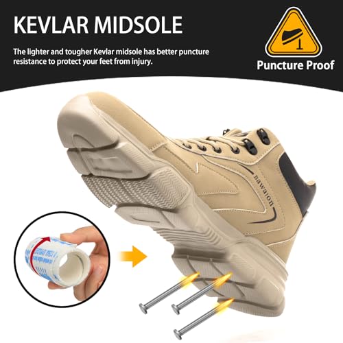 Nasogetch Lightweight Waterproof Work Boots - Khaki