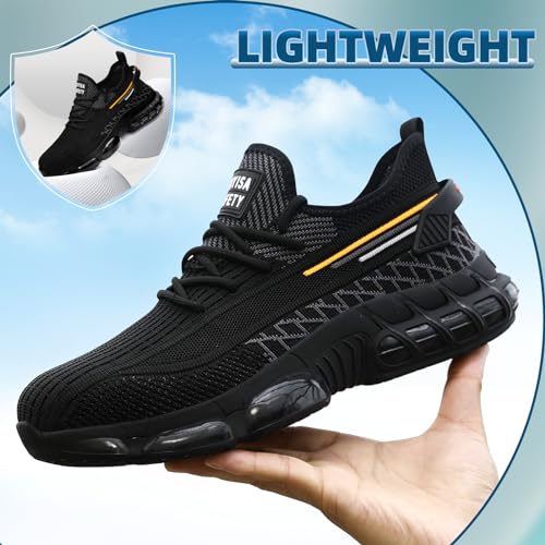 Lightweight Steel Toe Sneakers for Women, Black Size 11