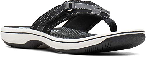 Clarks Black Women's Breeze Sea Flip-Flop in Size 8