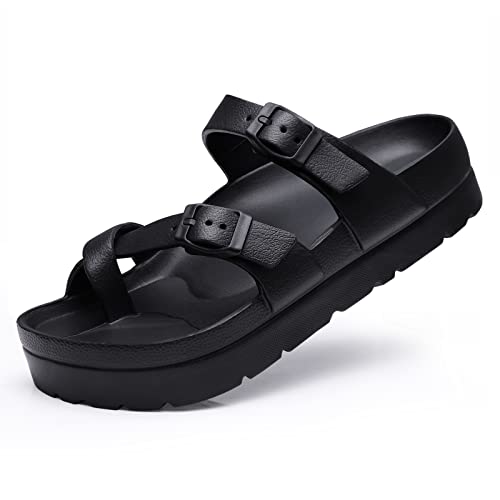 Goosecret Women's Platform Sandals with Arch Support Black
