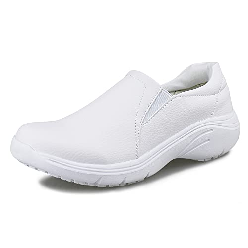 Hawkwell Women's White Slip-On Nursing Shoes, Size 8