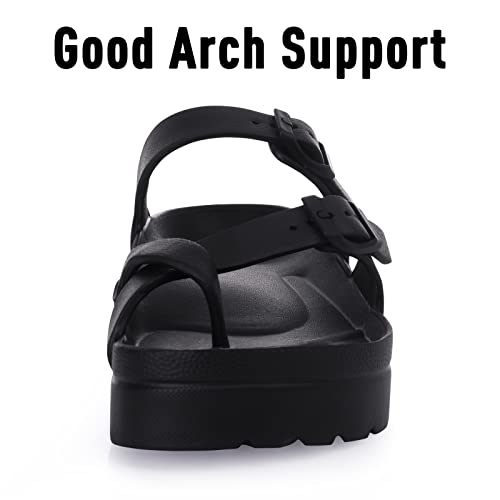 Goosecret Women's Platform Sandals with Arch Support Black