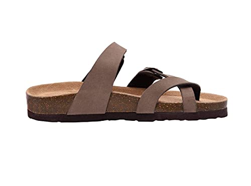 Luna Low Heel Slide Sandals: Brown, Size 8