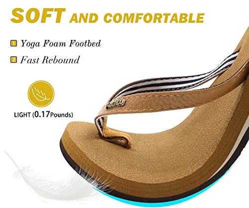 KuaiLu Women's Arch Support Flip Flops Yoga Sandals