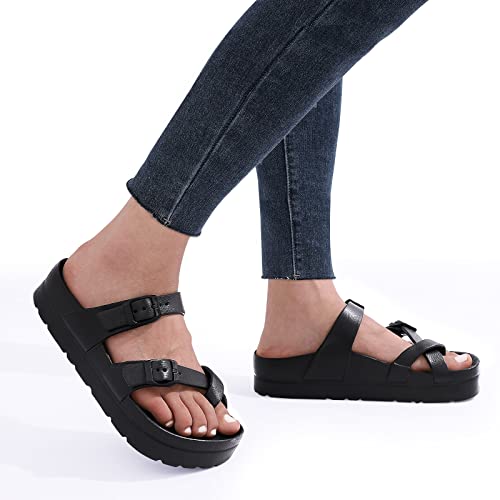 Goosecret Women's Platform Sandals with Arch Support Black