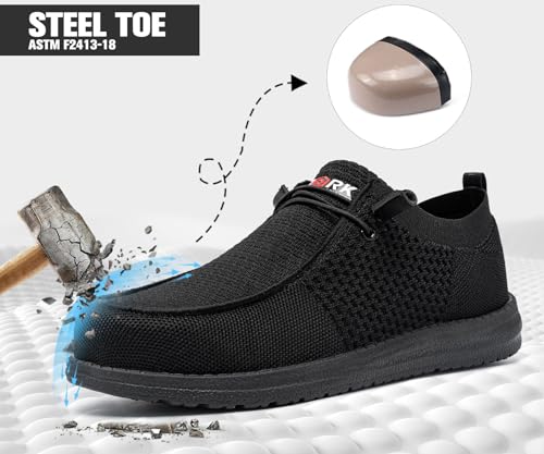 Lightweight Steel Toe Loafers for Women - Black