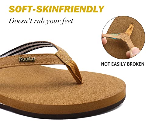 KuaiLu Women's Arch Support Flip Flops Yoga Sandals