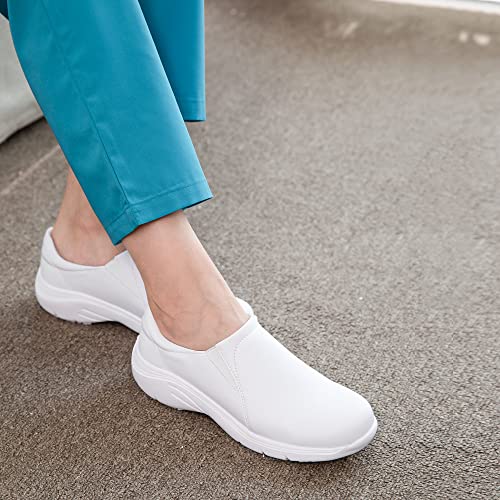 Hawkwell Women's White Slip-On Nursing Shoes, Size 8