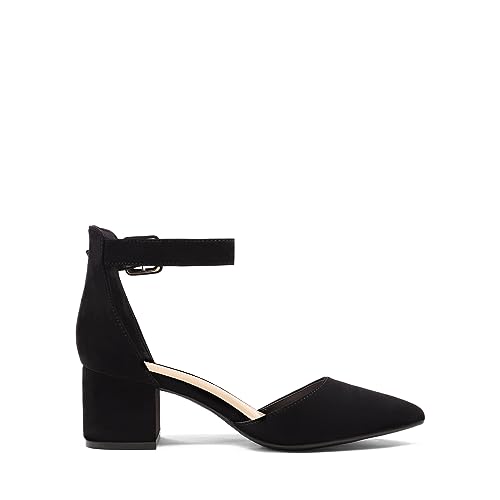 DREAM PAIRS Black Nubuck Low Heel Pump Shoes