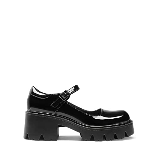 DREAM PAIRS Mary Jane Platform Pumps, Black, Size 8