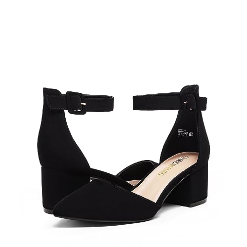DREAM PAIRS Black Nubuck Low Heel Pump Shoes
