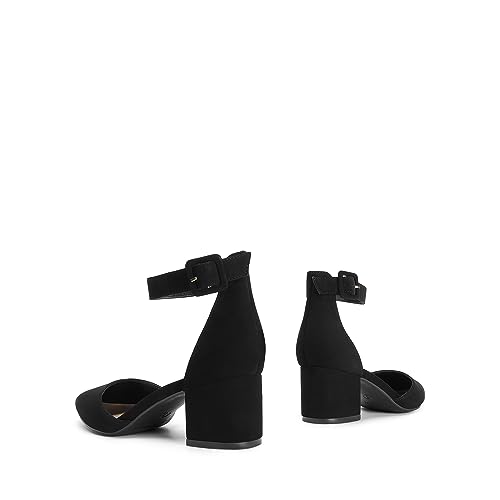 DREAM PAIRS Black Nubuck Low Heel Pump Shoes
