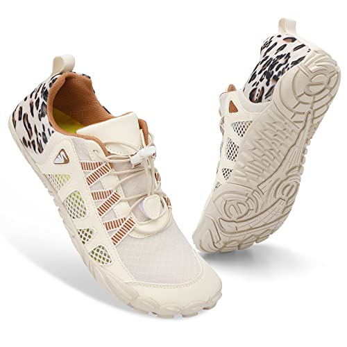 Beige Leopard Water Aerobics Barefoot Shoes for Women