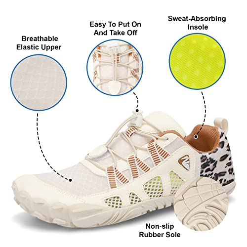 Beige Leopard Water Aerobics Barefoot Shoes for Women