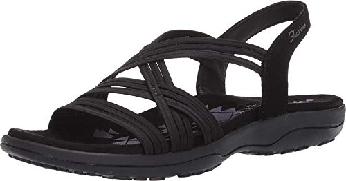 Skechers Women's Black Reggae Slim Stretch Sandal - Size 9