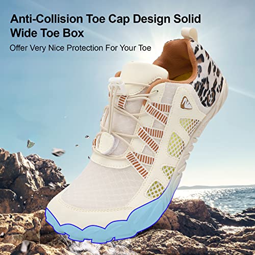 Beige Leopard Water Aerobics Barefoot Shoes for Women