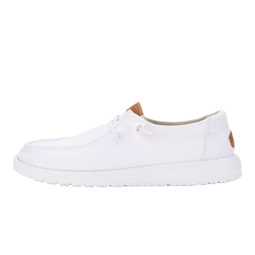 Hey Dude Women's White Canvas Slip-On Loafers