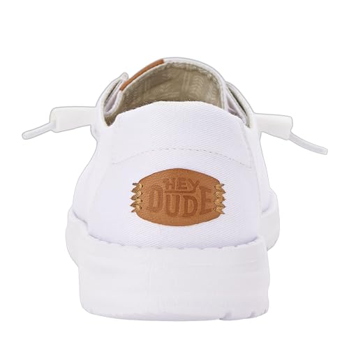 Hey Dude Women's White Canvas Slip-On Loafers
