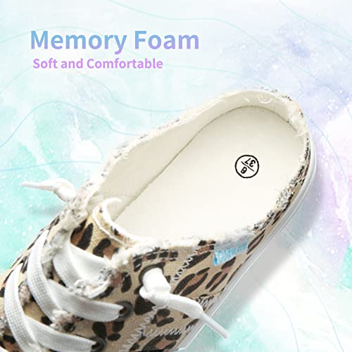 Leopard Print Canvas Mules: Women's Slip-On Fashion Sneakers